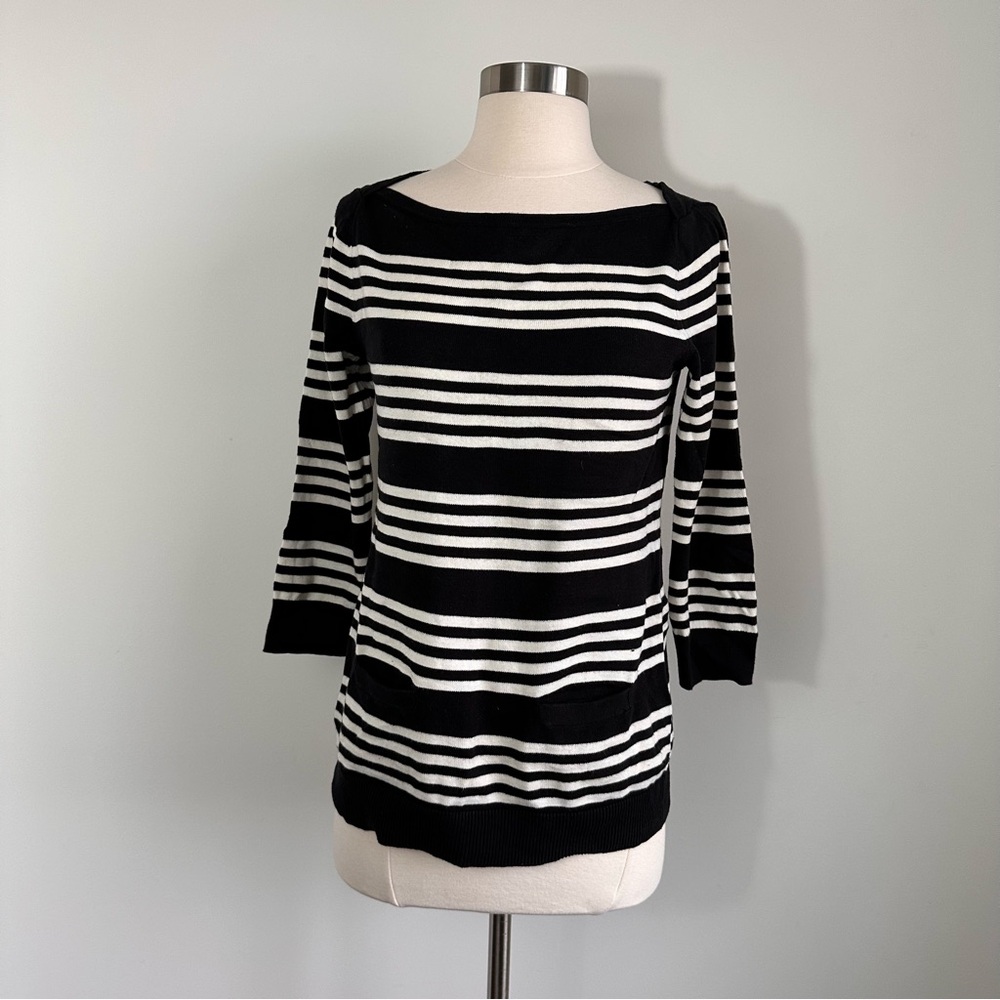 Ann Taylor Loft Black and White Striped Sweater Size XS